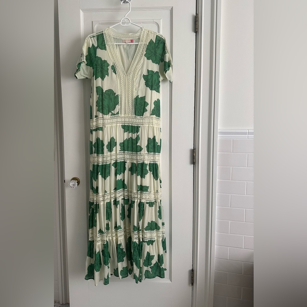 Pink chicken women’s dress green fig XS